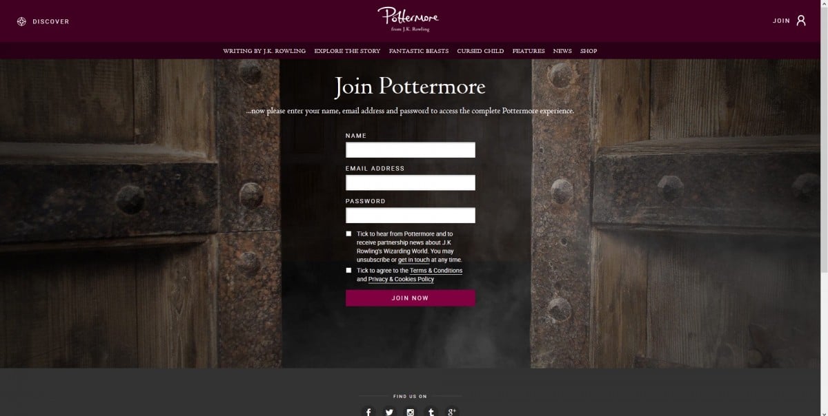 Join Pottermore
