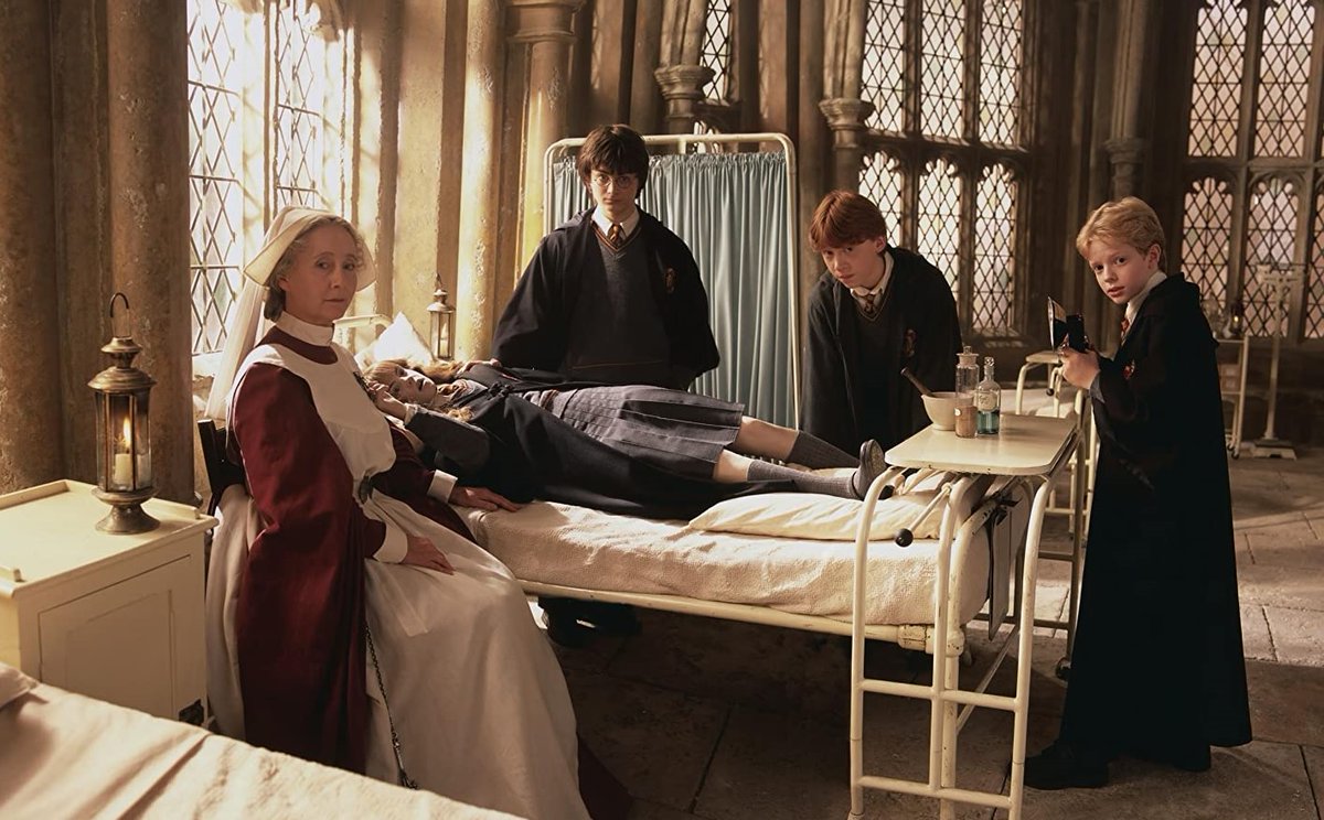 มาดามพอมฟรีย์ ในภาพยนตร์แฮร์รี่ พอตเตอร์ กับห้องแห่งความลับ รับบทโดย Gemma Jones